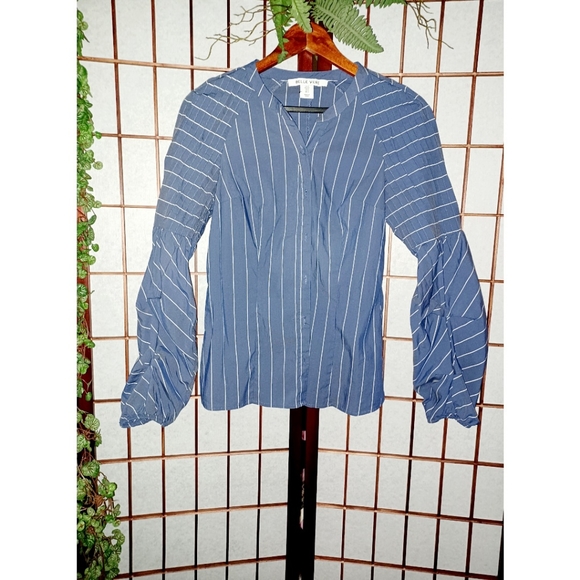 Anthropologie Belle Vere Pleated Striped Blouse - Picture 13 of 16